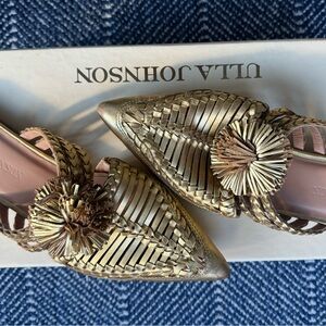 Ulla Johnson Marah Flat Mules Gold Women's Shoes
